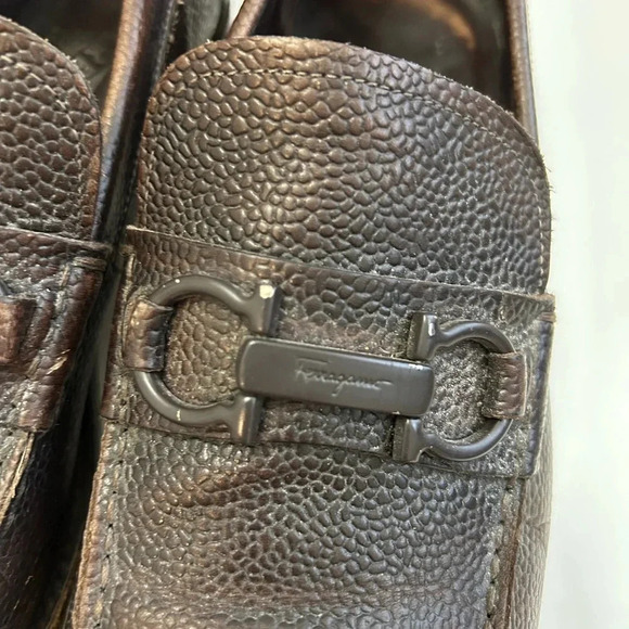 ! Salvatore Ferragamo Crown Leather Loafer, Brown 8.5